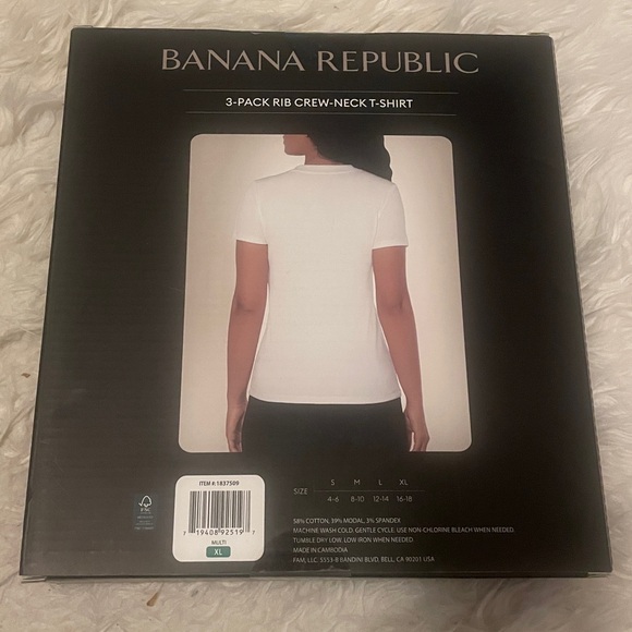BN Banana Republic Womens 3 pcs Ribbed crew neck T-Shirt Gray, White & Black #XL - Picture 2 of 4